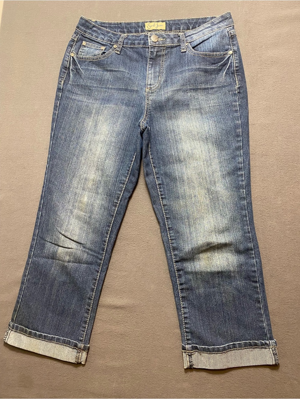 Earl Jean Women’s Medium Wash Capri Regular Fit Stretch Cuffed Size 10